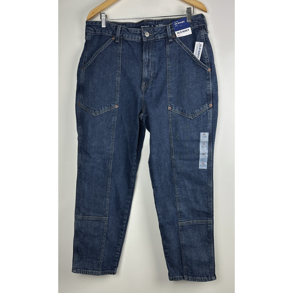 NWT Old Navy High-Waisted OG Straight Utility Jeans Blue Denim Plus Size 16 - Picture 2 of 12